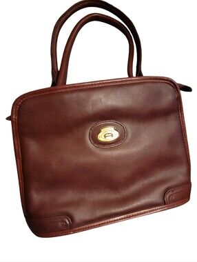 Vintage Etienne Aigner Oxblood Leather Satchel Handbag Top Handle Classic